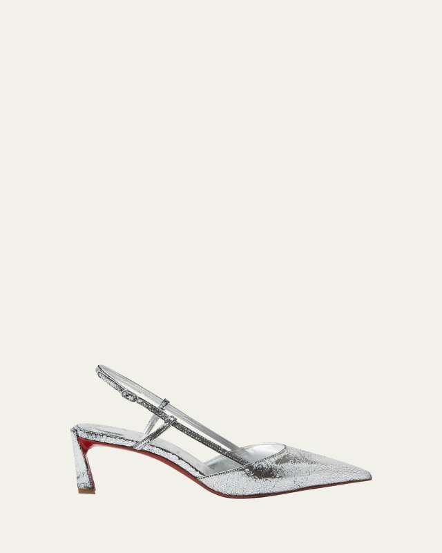 Condoroline Metallic Red Sole Slingback Pumps